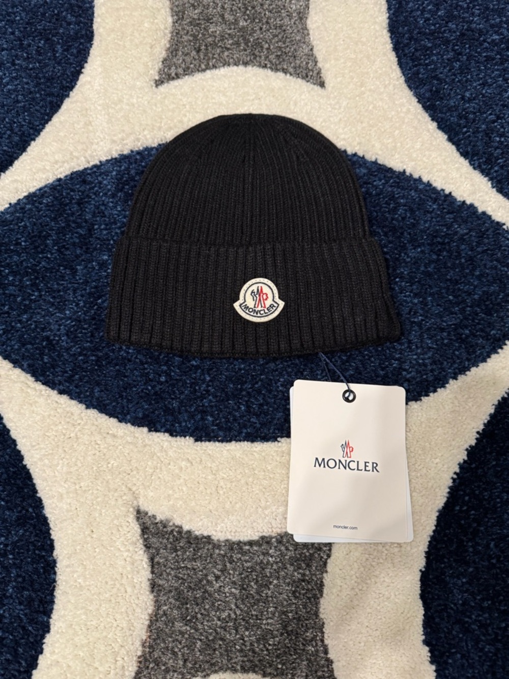 Moncler Wool and Cashmere Black Beanie